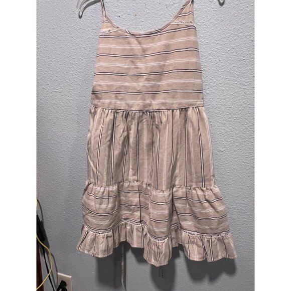 Listicle Dresses & Skirts - Listicle Mini Dress Women's Small Beige Striped Sleeveless Halter Summer Boho